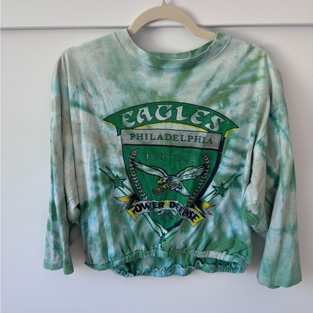 Philadelphia Eagles Reworked Tie Dye Long Sleeved Top Size Medium Vintage